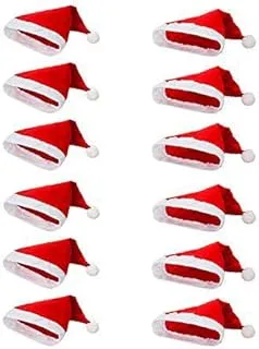 12 Set Non-Woven Cloth Santa Hat Christmas Caps for for Adults and Children Christmas Red