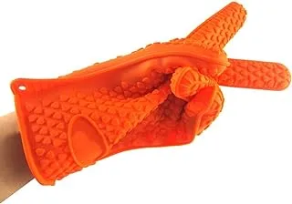 Heat Resistant Waterproof Grip Silicone Cooking Gloves Oven Mitts for BBQ Dishwash Orange