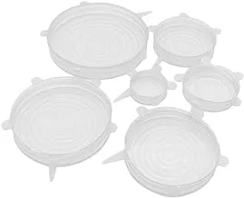 6pcs Stretch Silicone Lids Clear Airtight Food Storage Covers Reusable Bowl Cover (Transparent)