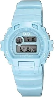 Q&Q Ladies Digital Chronograph Sport Watch Resin Band 5 Alarms Shock Resistant, Blue