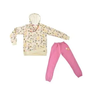 Girls Home Pajama Set - Pink & Light Beige