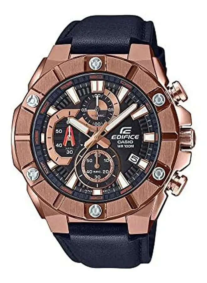 CASIO Leather Chronograph Wrist Watch EFR-569BL-1AVUDF