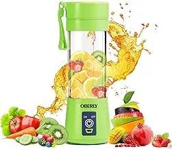 Portable Blender, OBERLY Smoothie Juicer Cup - Six Blades in 3D, 13oz Fruit Mixing Machine with 2000mAh USB Rechargeable Batteries, Ice Tray, Detachable Cup