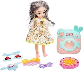 Generic Plastic Smart Fairy Toy With Modern Washing Machine Amazing Design And Brush Hair For Girls Set Of 8 Pieces - MultiColor