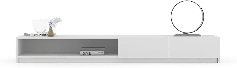 Nine elements-TVU-200-D-M-White TV UNIT 2 leafs and side shelf - 200x25 cm 200 CMx45 CMx25 CM