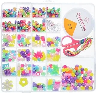 Generic Plastic Beads Jewelry Amazing Design Colorful Material With Various Styles Enlighten Your IQ And Plastic Small Scissors For Girls -MultiColor