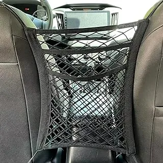 Pincuttee 3-Layer Car Mesh Organizer 1 Pack، المقعد الخلفي صافي حقيبة المنظم، المقعد الخلفي صافي حقيبة حاجز للكلب الخلفي أو الأطفال الحيوانات الأليفة، للسيارة / سيارات الدفع الرباعي / شاحنة (أسود)