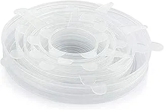 Silicone Stretch Fresh Food Cover Stretch Lids, 6-Pack Of Various Sizes (White)