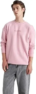 DeFacto mens Boxy Fit Crew Neck Long Sleeve Sweatshirt