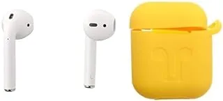 Havit ix-500 wireless bluetooth in-ear headset - white- + Fashion classic airpods case for airpods - yellow