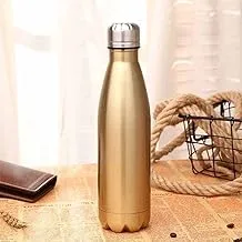 Double Wall Stainless Steel 500ml Flask And Water Bottle - Golden Color