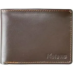 Motevia Men's Genuine Leather Wallet Card Holder  (Brown)