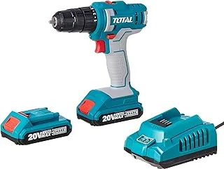 Total TDLI20028 Lithium-Ion Cordless Drill with 2 20V 1.5Ah Batteries and Charger