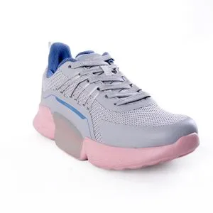 Activ Lace Up Chunky Sneakers With Pink Sole - Grey