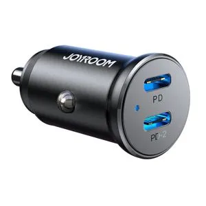 JOYROOM JR-CCN06 30W 2x USB-C Mini Car Charger Metal - Black