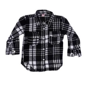 AlNasser Girls Plaids Long Sleeves Shirt - Black & Off White