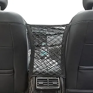 Sugcars 3 Layer Car Net Pocket, Car Net Pocket Handbag Holder, Four-Side Elasticity Car Purse Net, Car Net Barrier between Front Seats for Backseat Kids Dogs or Pets