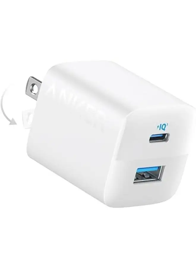 Anker USB C Charger 33W, Anker 323 Charger, 2 Port Compact Charger with Foldable Plug for iPhone 14/14 Plus/14 Pro/14 Pro Max/13/12, Pixel, Galaxy, iPad/iPad Mini and More (Cable Not Included) White