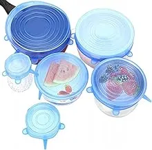 6Pcs/ Set Reusable Universal Silicone Saran Wrap Cover Lids Food Bowl Pot Stretch Kitchen Vacuum Seal Bowls