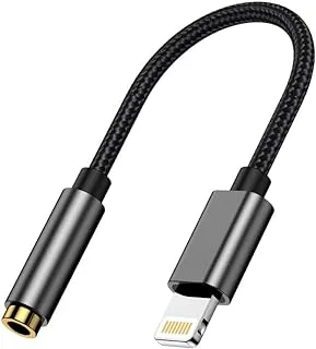 Tingwode AT-S7 Adapter Cable Lightning To 3.5 Mm For Digital Audio Transfer DAC Upgraded 100 Mm - Black