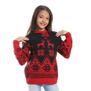 Caesar Girls Wool Pullover With Mutlicolour Design