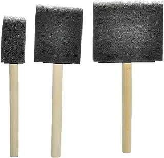 YMX Ymx Flat Flexible Poly Foam Bevel-Tipped Brush Set with Wooden Handles Pack of 3 pcs Ideal for Applying Paint,Oil-Based Paints, Stain, Varnish, Smooth Surfaces, Arts, Crafts - Black