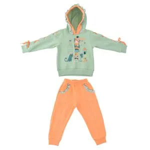 Girls Home Pajama Set - Mint & Orange