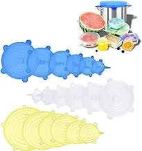 Silicone Stretch Lids,18 Pack Reusable Silicone Lids, Silicone Bowl Covers,6 Different Sizes Silicone Lids To Meet Most Containers,Flexible,Durable & Expandable，Dishwasher, Microwave & Freezer Safe