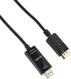 سلك محول Exon X1063 DisplayPort DP إلى HDMI بطول 1.8 متر يدعم دقة HD 1080P/2K/4K كابل محول فيديو للكمبيوتر الشخصي - الكمبيوتر المحمول - جهاز عرض HDTV - PS4/5-1.8 متر - أسود