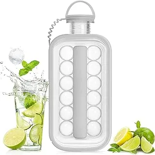 WADESLEY Ice Ball Maker Kettle With 17 Grids Flat Body Lid Cooling Ice Pop/Cube Molds For Hockey,Cocktail,Coffee,Whiskey,Champagne,Beer,Juice,Water (Gray)