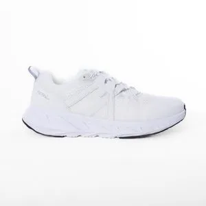 Activ Rubber Details White Lace Up Round Toecap Sneakers