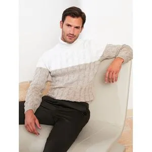 LC Waikiki Turtleneck Long Sleeve Color Block Men's Knitwear Sweater