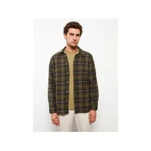 LC Waikiki Relaxed Fit Long Sleeve Plaid Gabardine Men's Shirt Jacket