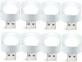 BukNikis Cool White USB Lamps, Mini USB LED Lights for Home Use, Camping, Car Interior, DC 5V, 1W, 8-Pack