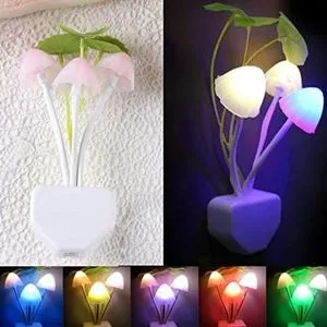 Romantic Colorful Silicone Sensor Led Mushroom Night Light Wall Lamp Home Decor - 2pcs.