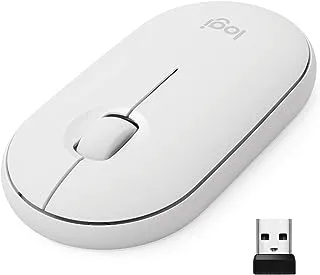 Logitech Pebble Wireless Mouse with Bluetooth or 2.4 GHz Receiver, Silent, Slim Computer Mouse with Quiet Clicks, for Laptop/Notebook/iPad/PC/Mac/Chromebook - Off White