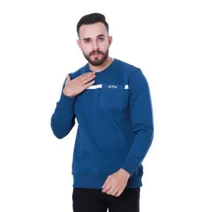 Activ Navy Blue Solid Sweatshirt With Badge Pocket