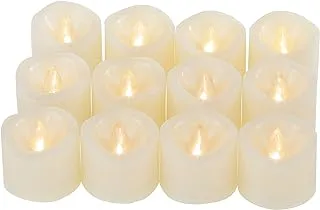 12 Pack LED Tea Lights Battery Operated Flameless Candles Fake Flickering Electric Tealight Candle Set for Halloween Pumpkin Lights Party Wedding Christmas Decorations Batteries Included, Cream White