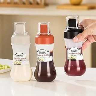 350ml 5-hole Squeeze Plastic Sauce, with Spout Ketchup, Mustard, Salsa, Olive Oil, Sauce Bottling, Condiment Syrup, No Drip, Sauce Bottles, Squeeze Sauce Dispenser, Oil Dispenser. (Brown)