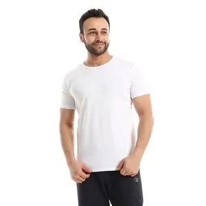 Red Cotton Basic Crew Neck Undershirt - White