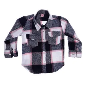 AlNasser Girls Plaids Long Sleeves Shirt - Navy Blue, Off White & Rose