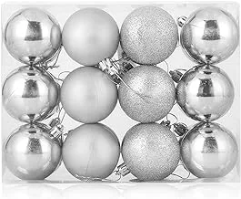 ZOGIN Christmas Baubles Ornaments 24pcs, Shatterproof Commercial Christmas Tree Decorations Hanging Ball for Holiday Wedding Party Decoration Gift Bag (6cm, Silver)