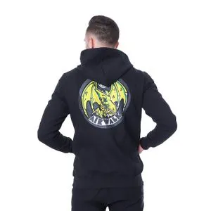 Air Walk Printed Black Hooded Zipped Sweatshirt