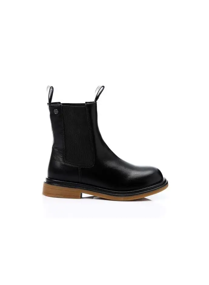 DejaVu Plain Slip On Mid Calf Boots - Black