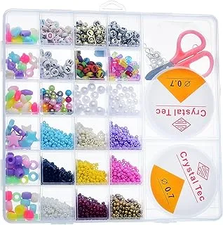 Generic Plastic Beads Jewelry Amazing Design Colorful Material With Various Styles Enlighten Your IQ And Plastic Small Scissors For Girls -MultiColor