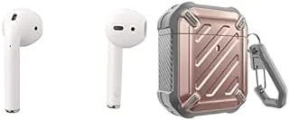 Havit ix-500 wireless bluetooth in-ear headset - white- + Supcase unicorn beetle pro series case, full-body rugged protective case with carabiner (rose gold)