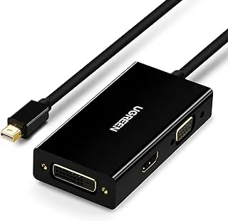 UGREEN Mini DisplayPort To HDMI/DVI/VGA Adapter, 3 in 1, 4K Mini DP Converter Thunderbolt Compatible With Mac 2015 MacBook Pro Air, iMac, Surface Pro3 Pro4, Google Chromebook, PC, Projector - Black