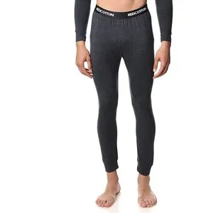 Red Cotton Men Thermal Pants-Gray