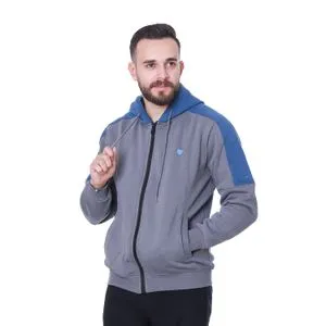 Activ Grey With Touch Of Cool Blue Plain Zipped Sweatshirt