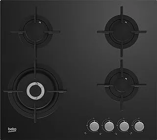 Beko Glass Built-In Gas Hob - 60 cm - 4 Burner - Black - HILW 64222 SE